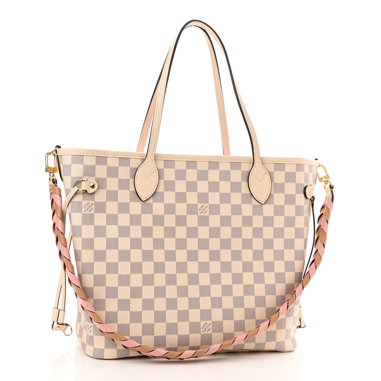 Damier Azur Braided Neverfull MM Pink