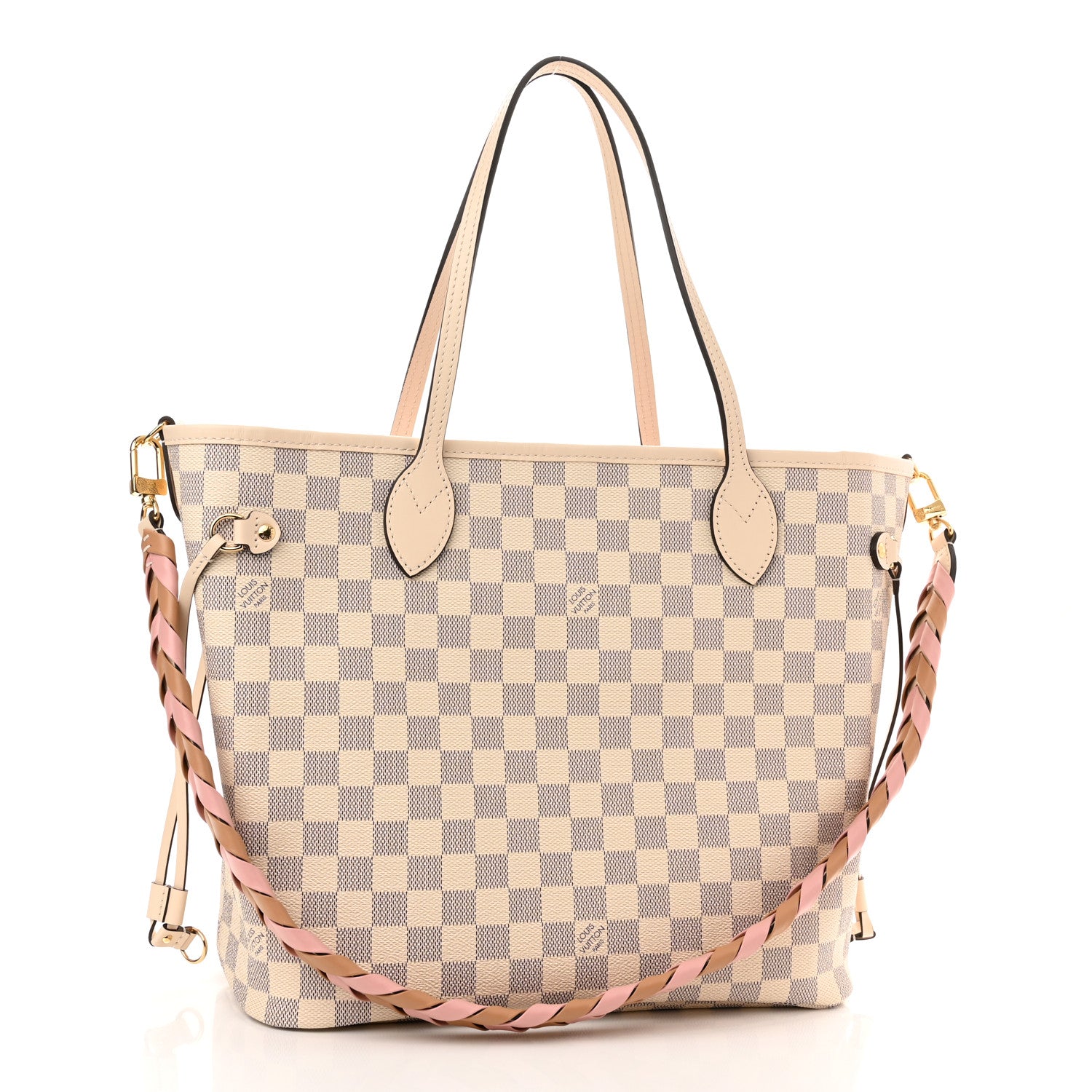 Louis Vuitton Damier Azur Braided Neverfull MM Pink 3 of 9