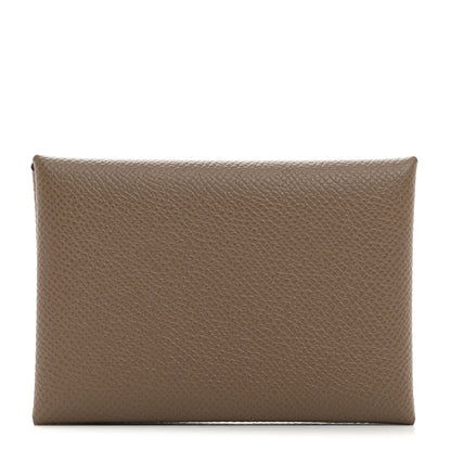 Hermes Epsom Calvi Duo Card Case Etoupe 1 of 7
