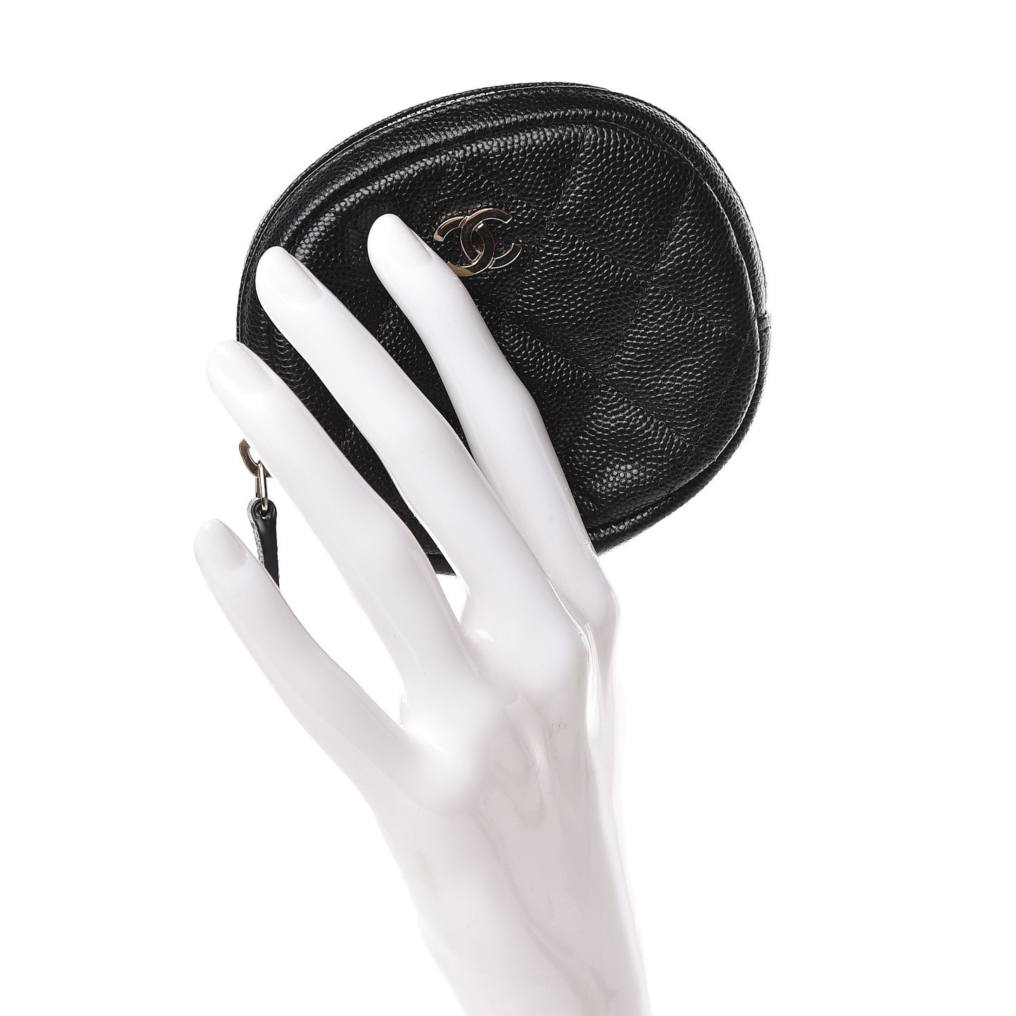 Caviar Quilted Zip Around Classic Coin Purse Black