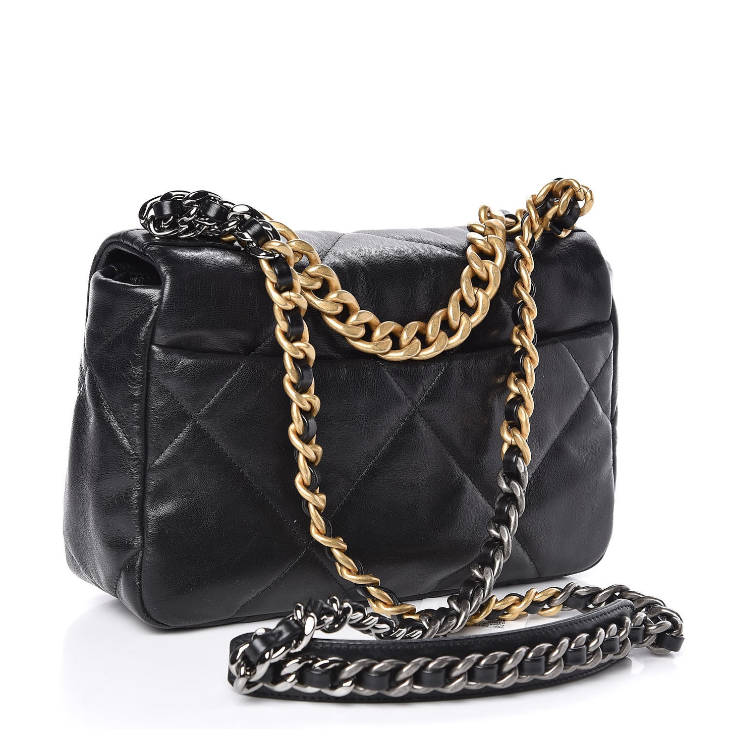 Goatskin Quilted Medium 19 Flap Black