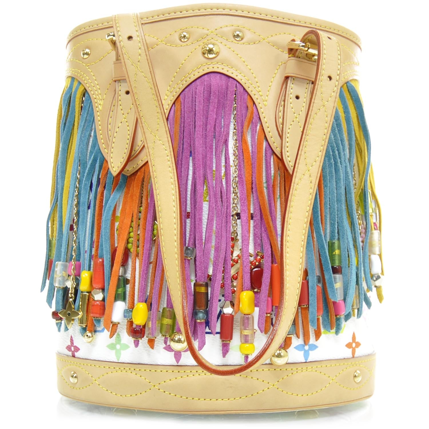 Louis Vuitton Monogram Multicolor Fringe Bucket White 1 of 11