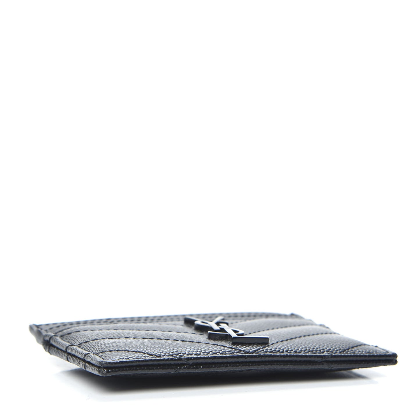 Grain De Poudre Matelasse Chevron Monogram Credit Card Case Black