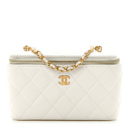 Chanel Lambskin Quilted Pearl Crush Small Vanity Case With Chain White 1 of 10