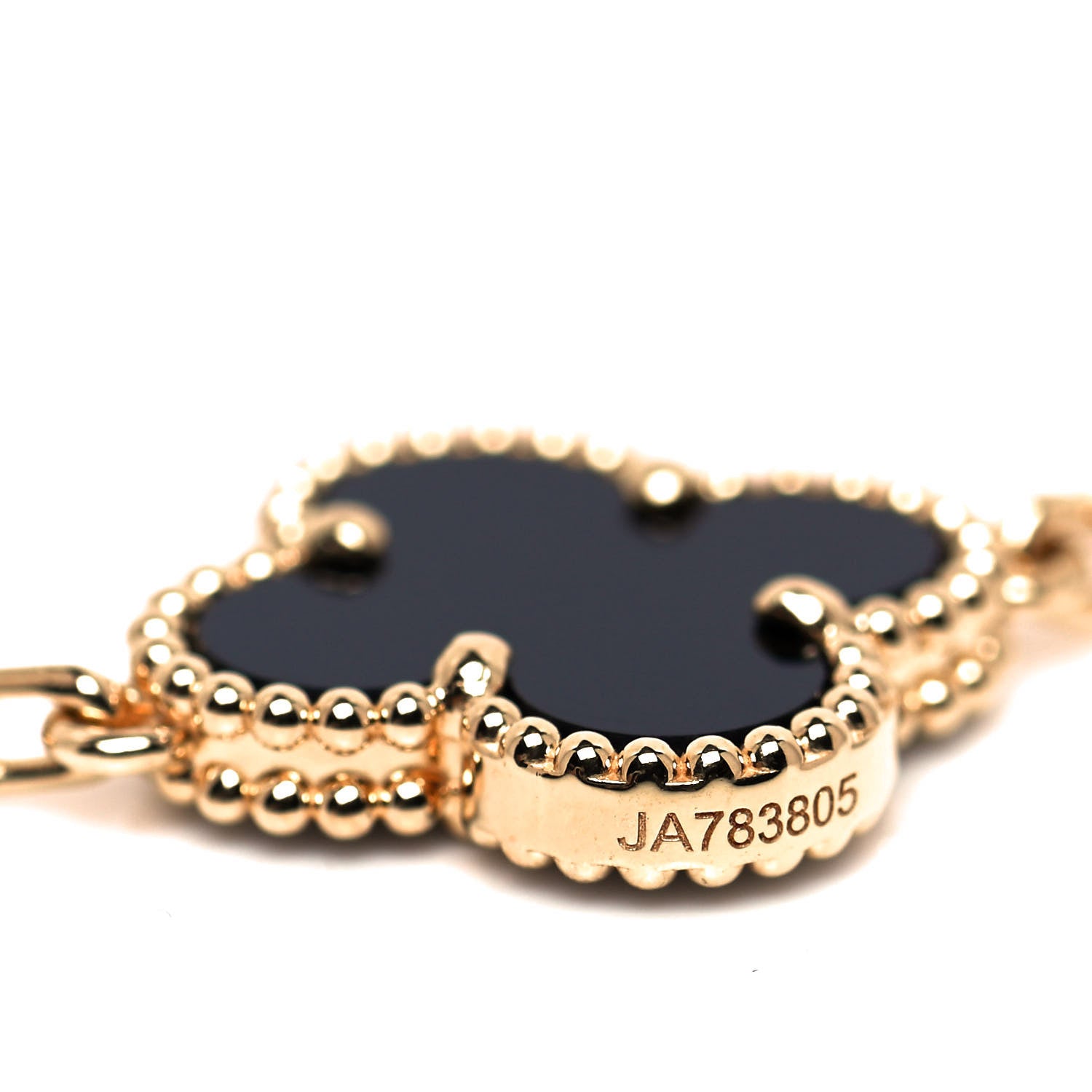 Van Cleef & Arpels 18K Yellow Gold Black Onyx 5 Motifs Vintage Alhambra Bracelet 5 of 6