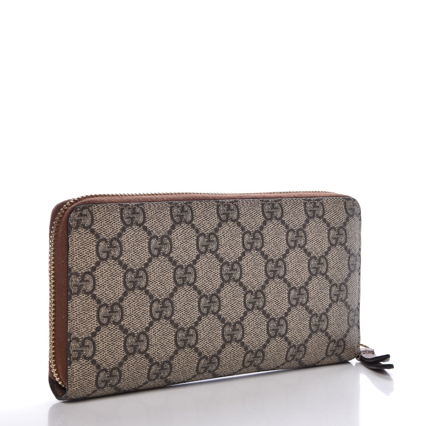 GG Supreme Monogram Cuoio Toscano Zip Around Wallet Beige Ebony Cuir