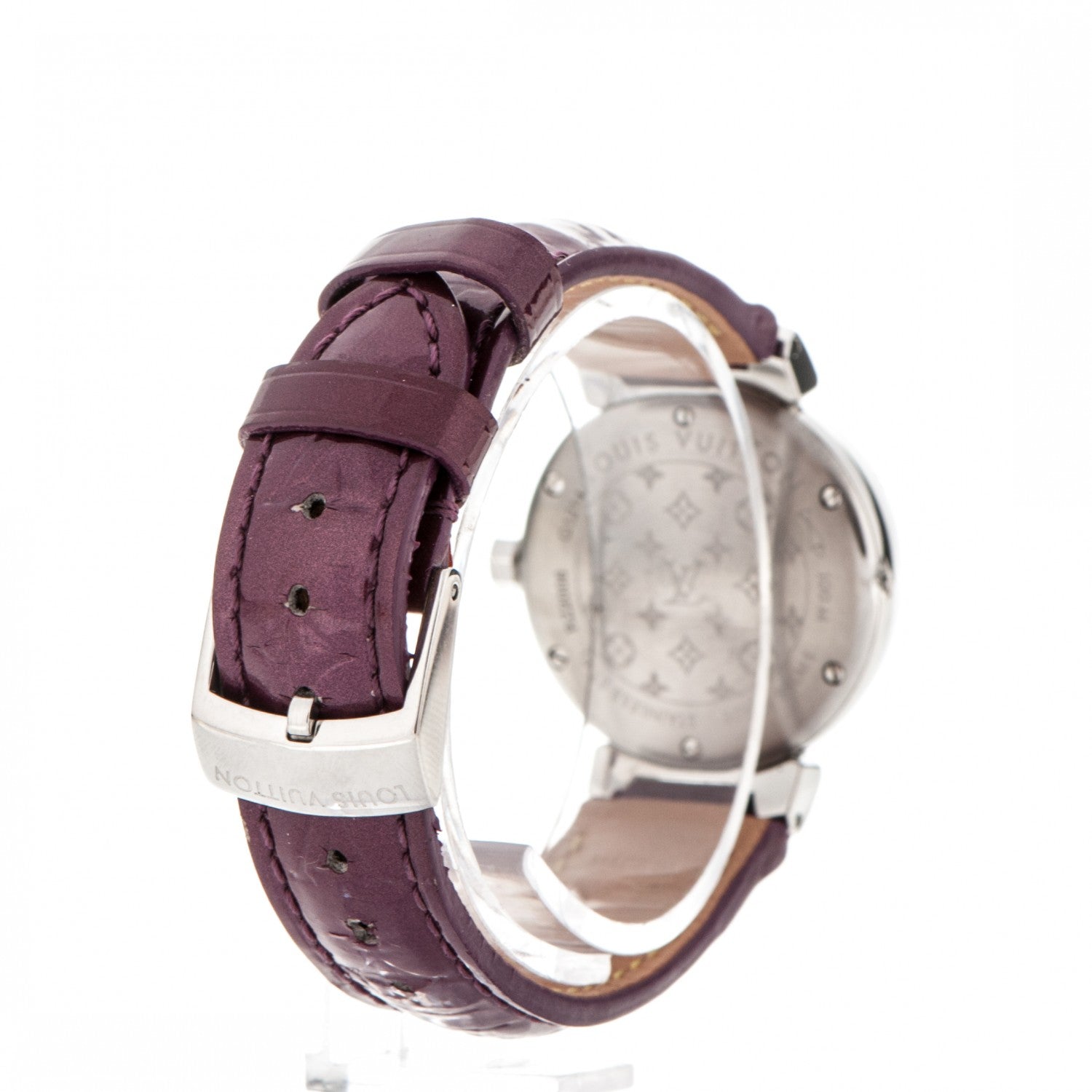 Louis Vuitton Stainless Steel Vernis Diamond Ruby 28mm Tambour Quartz Watch 3 of 7