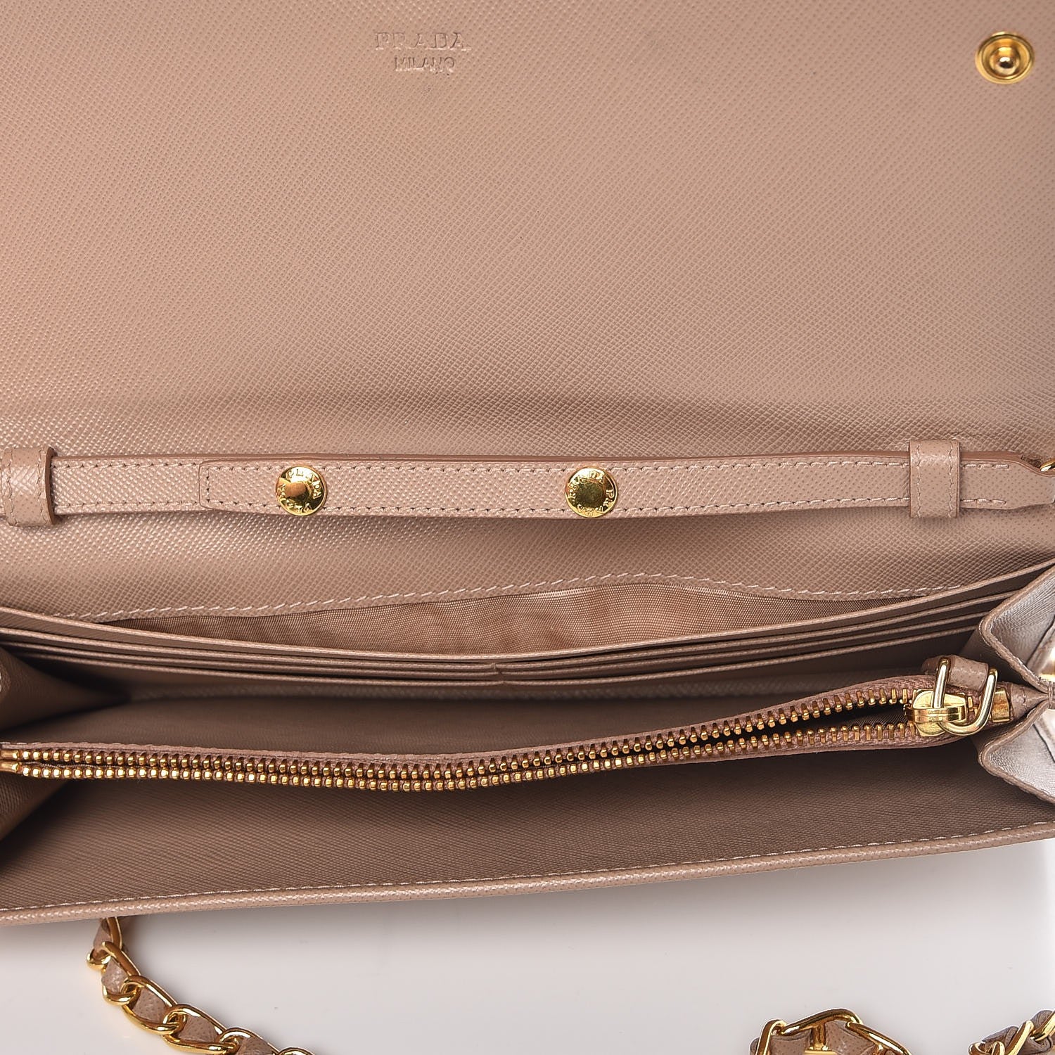 Prada Saffiano Metal Oro Chain Wallet Cammeo 5 of 11