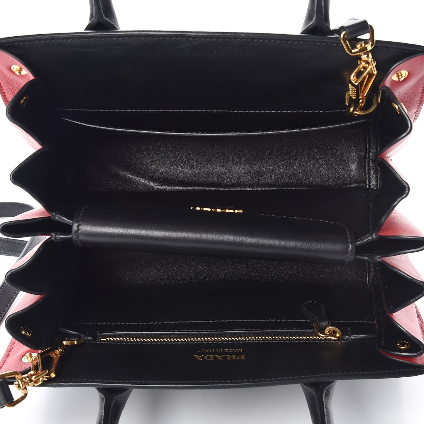 Saffiano City Calfskin Small Bibliothèque Top Handle Black Fuoco