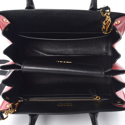 Prada Saffiano City Calfskin Small Bibliothèque Top Handle Black Fuoco 5 of 9