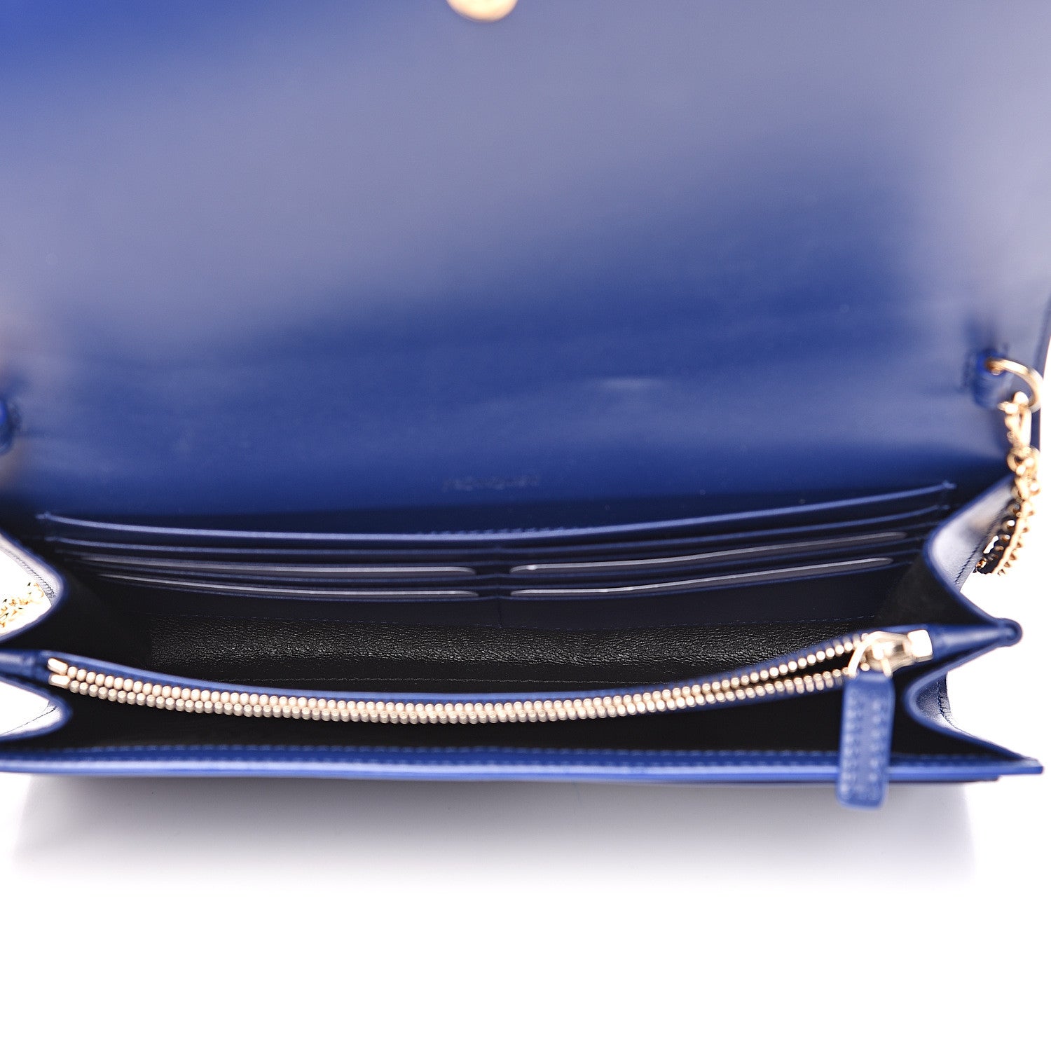 Saint Laurent Patent Calfskin Belle de Jour Chain Clutch Blue 4 of 9
