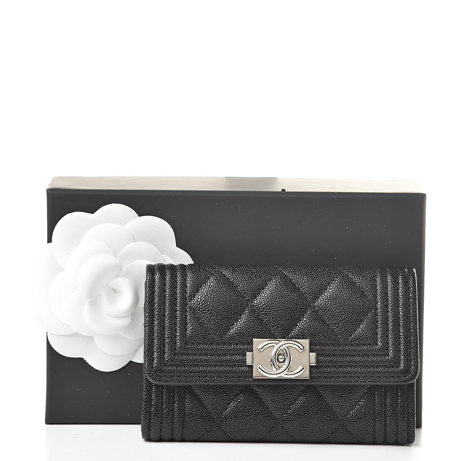 Chanel Caviar Quilted Boy Flap Card Holder Black 9 of 9