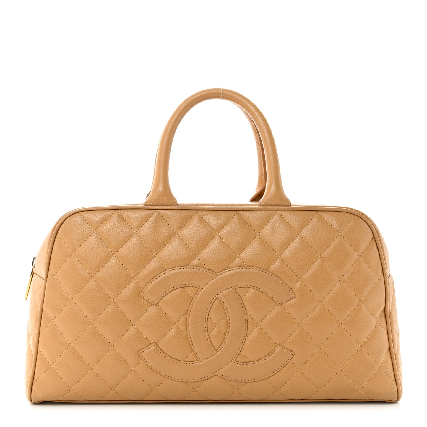 Caviar Quilted Large Bowler Bag Beige