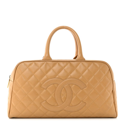 Chanel Caviar Quilted Large Bowler Bag Beige 1 of 21