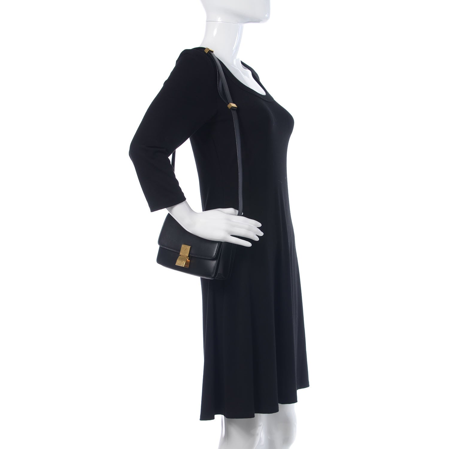 ＊ 新品⭐️CÉLINE 80㎝ ＊ Celine Box Calfskin Small Classic Box Flap Bag Black 378566