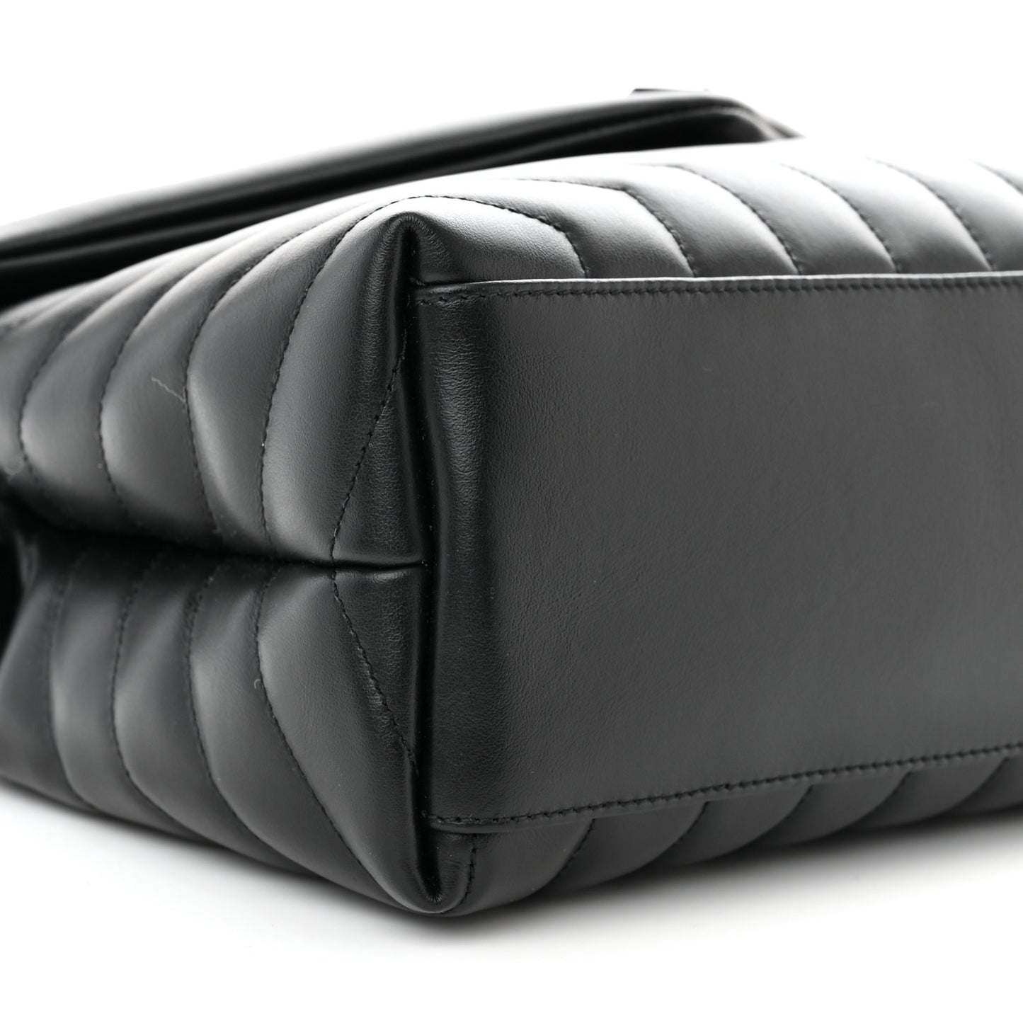 Calfskin Y Quilted Monogram Monochrome Medium Loulou Chain Satchel Black