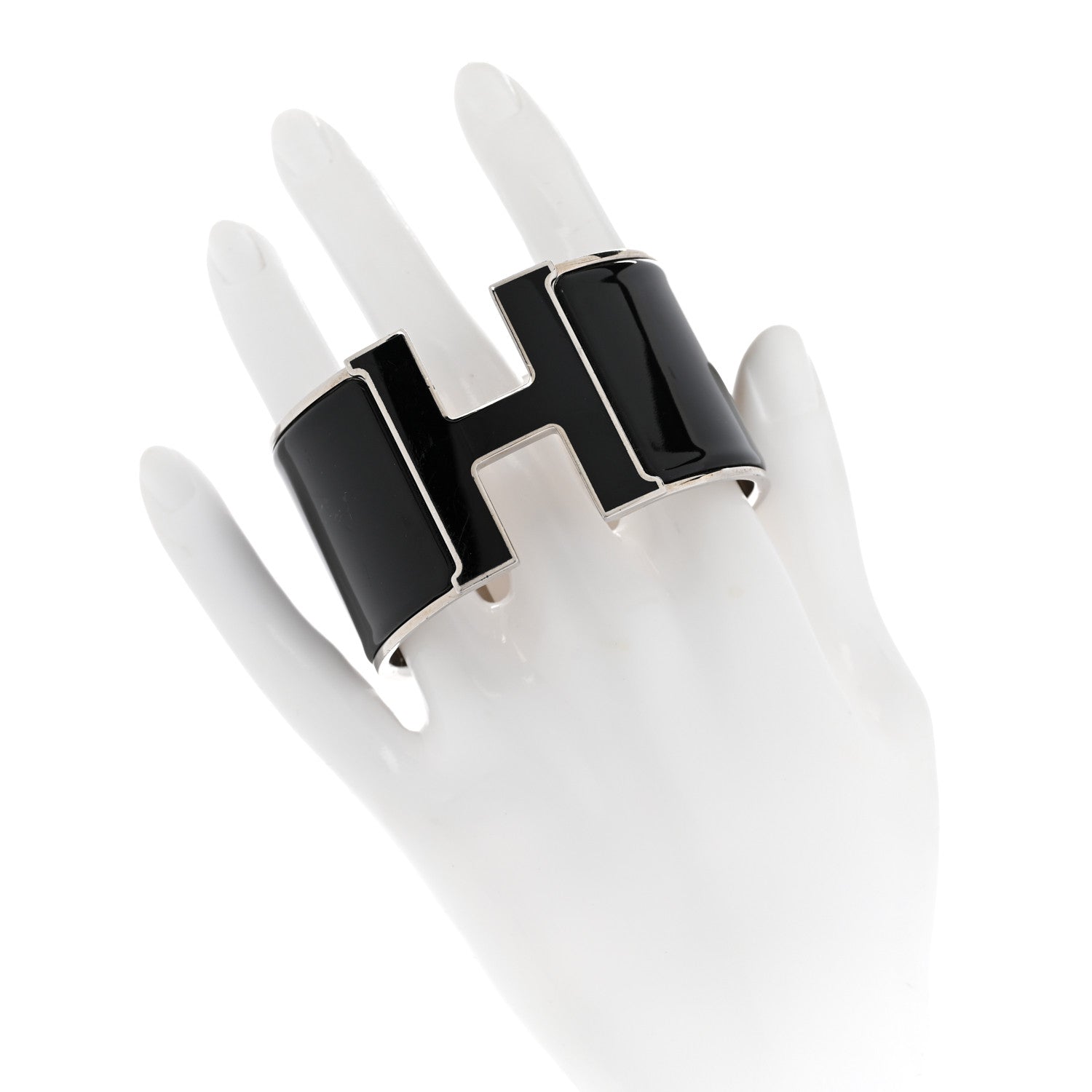 Hermes Enamel Extra Wide Clic Clac H Bracelet PM Black 2 of 5