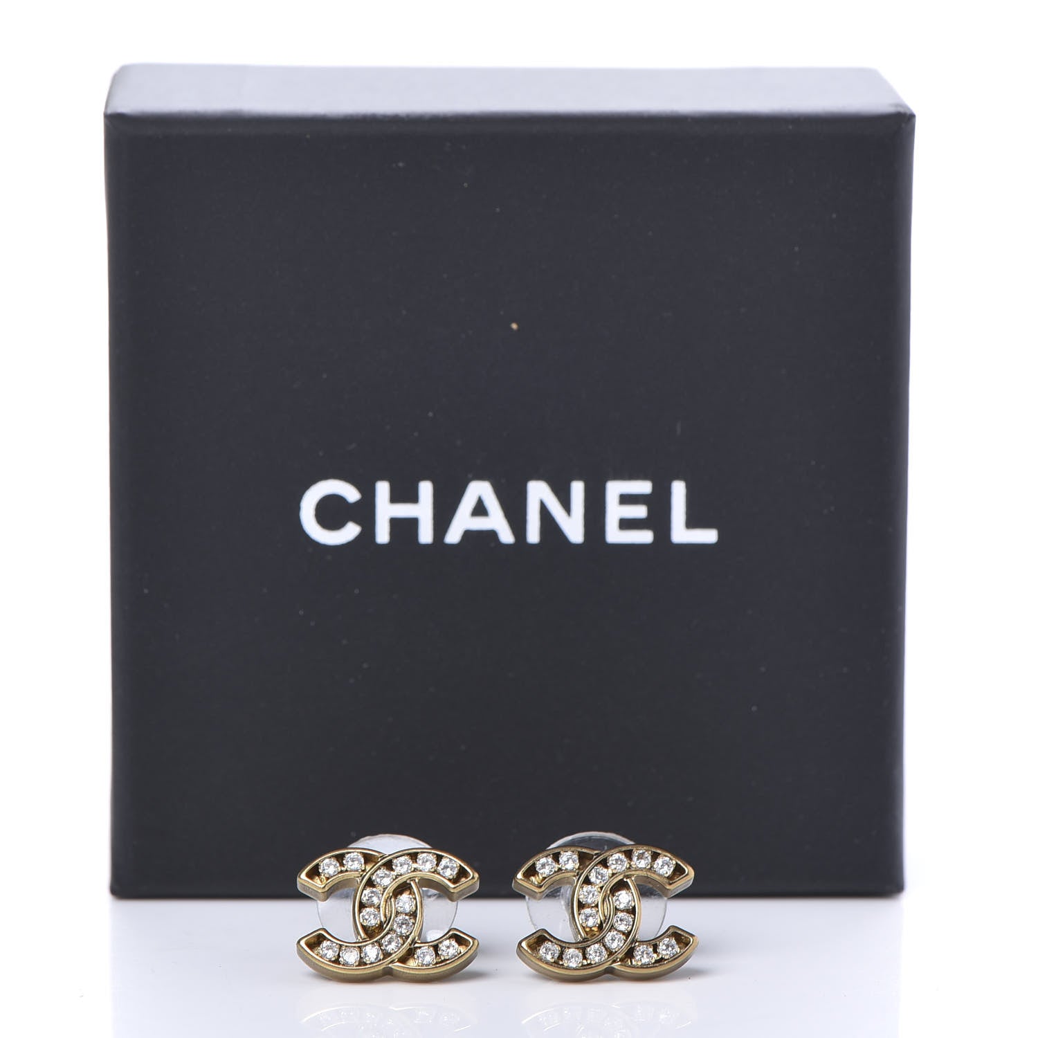 Chanel Crystal CC Earrings Gold 5 of 5