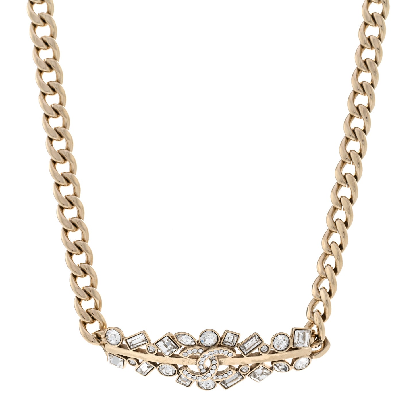 Crystal CC Link Choker Necklace Gold