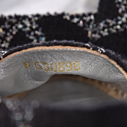 Chanel Metallic Tweed Lambskin CC Espadrilles 36 Black Silver 7 of 10