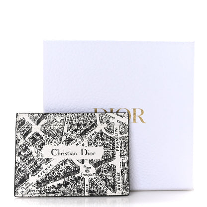 Christian Dior Calfskin Plan De Paris Print Card Holder White Black 9 of 9