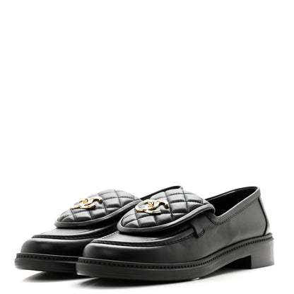 Chanel Lambskin Quilted CC Turnlock Loafers 40 Black 3 of 11