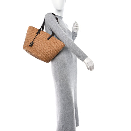 Saint Laurent Raffia Calfskin Medium Panier Tote 2 of 12