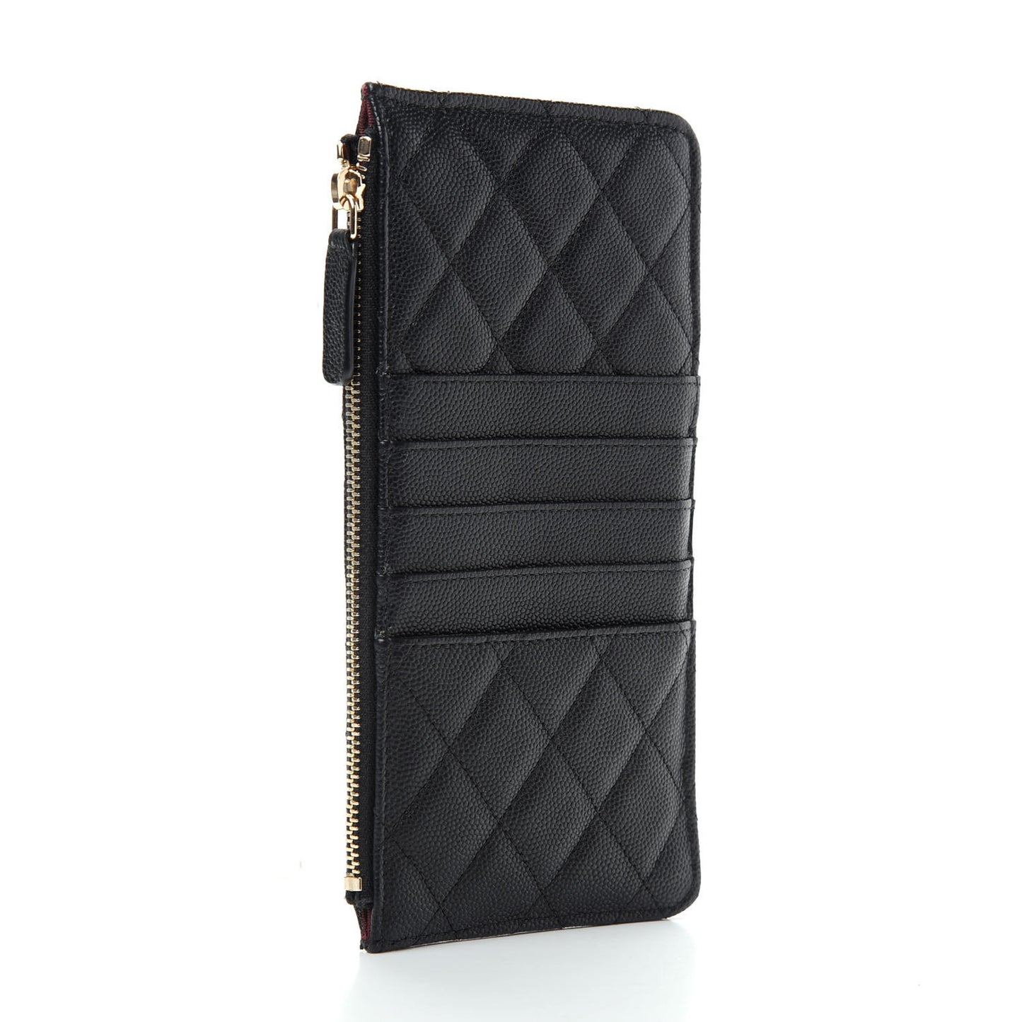Caviar Quilted Classic Flat Wallet Pouch Black