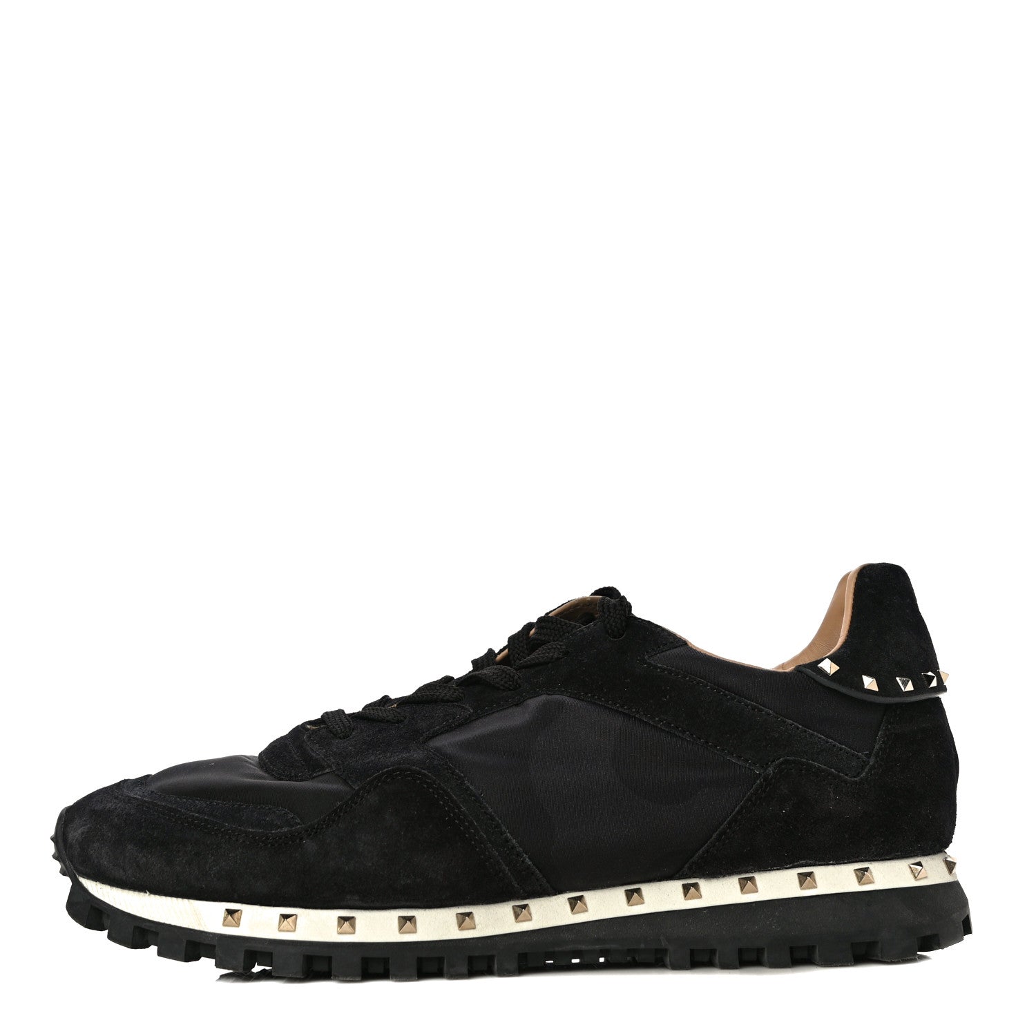 Valentino Garavani Suede Nylon Camouflage Womens Soul Rockstud Sneakers 41 Black 1 of 13