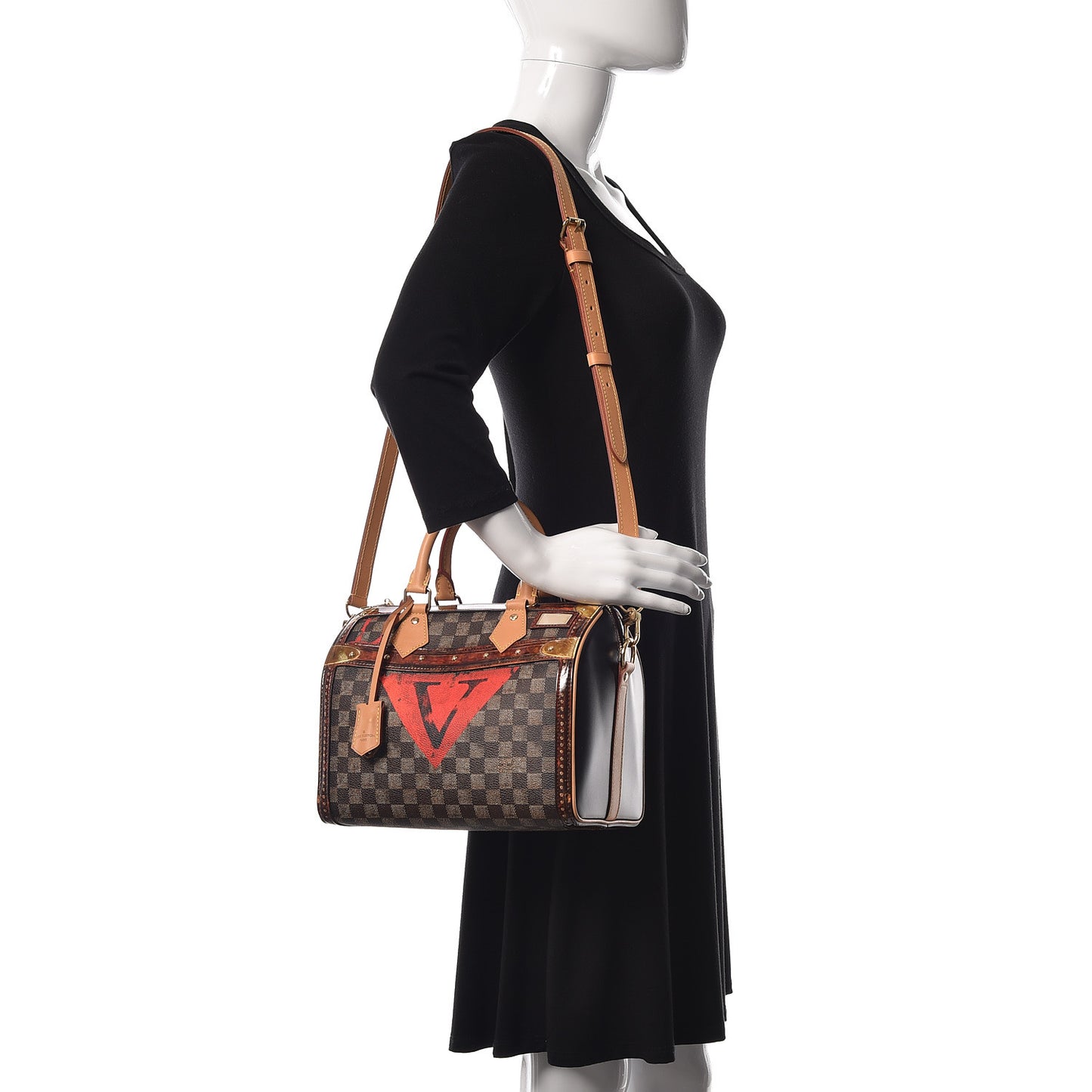 Transformed Damier Ebene Time Trunk Speedy Bandouliere 25 Black