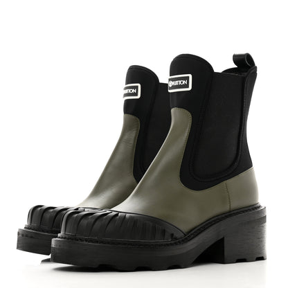Louis Vuitton Calfskin Beaubourg Ankle Boots 39 Black Green 3 of 8