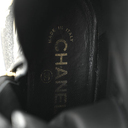 Chanel Shiny Crumpled Lambskin Lace Up Combat Boots 37 Black 7 of 9