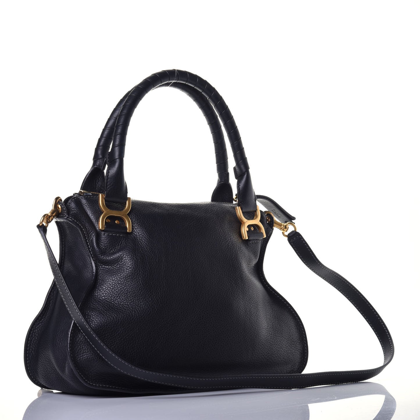 Calfskin Medium Marcie Satchel Black