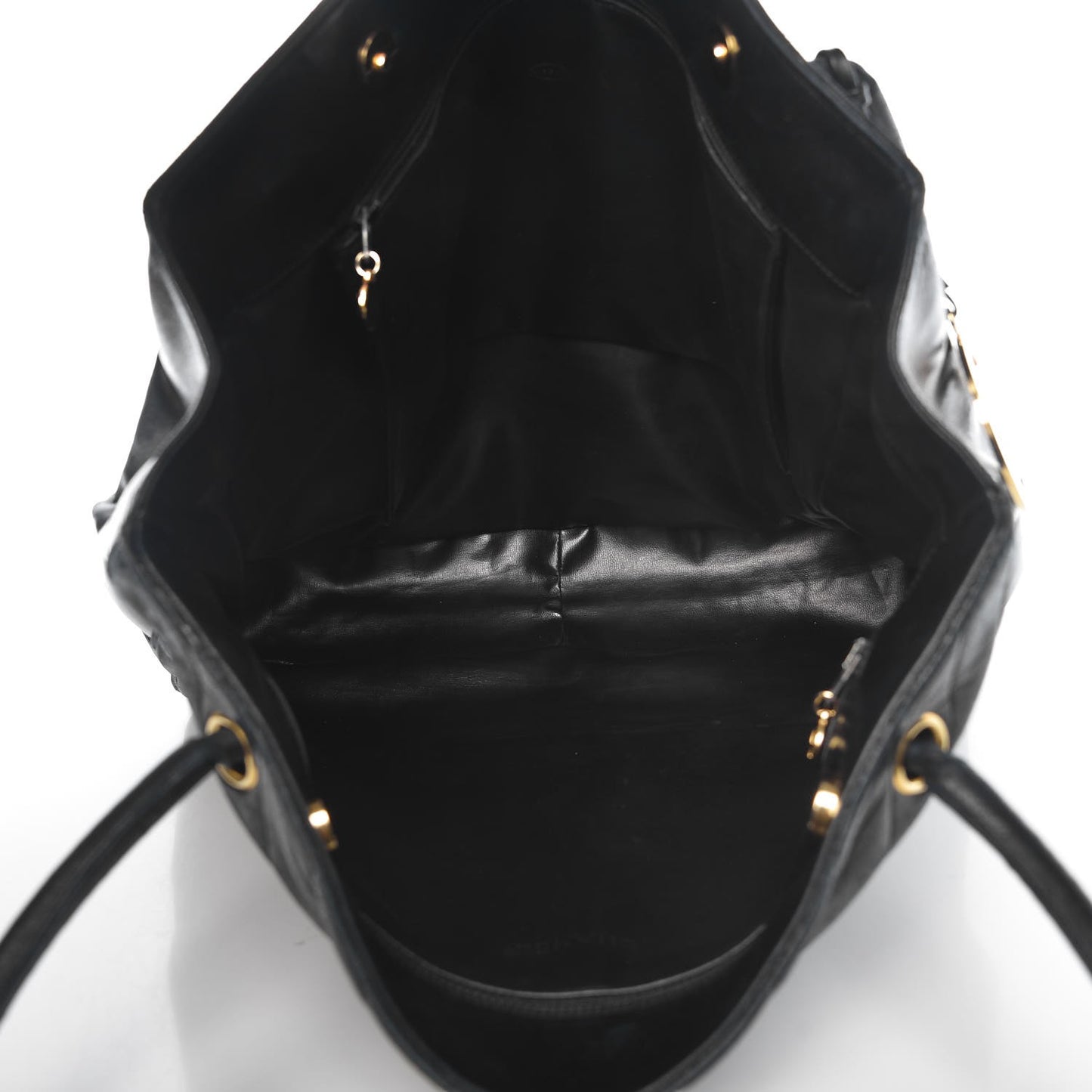 Lambskin Chevron Quilted Tote Black