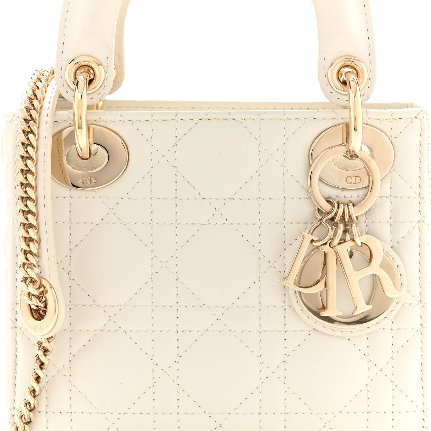 Lambskin Cannage Mini Lady Dior White