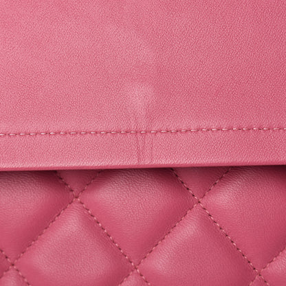 Chanel Lambskin Quilted Maxi Double Flap Dark Pink 14 of 19