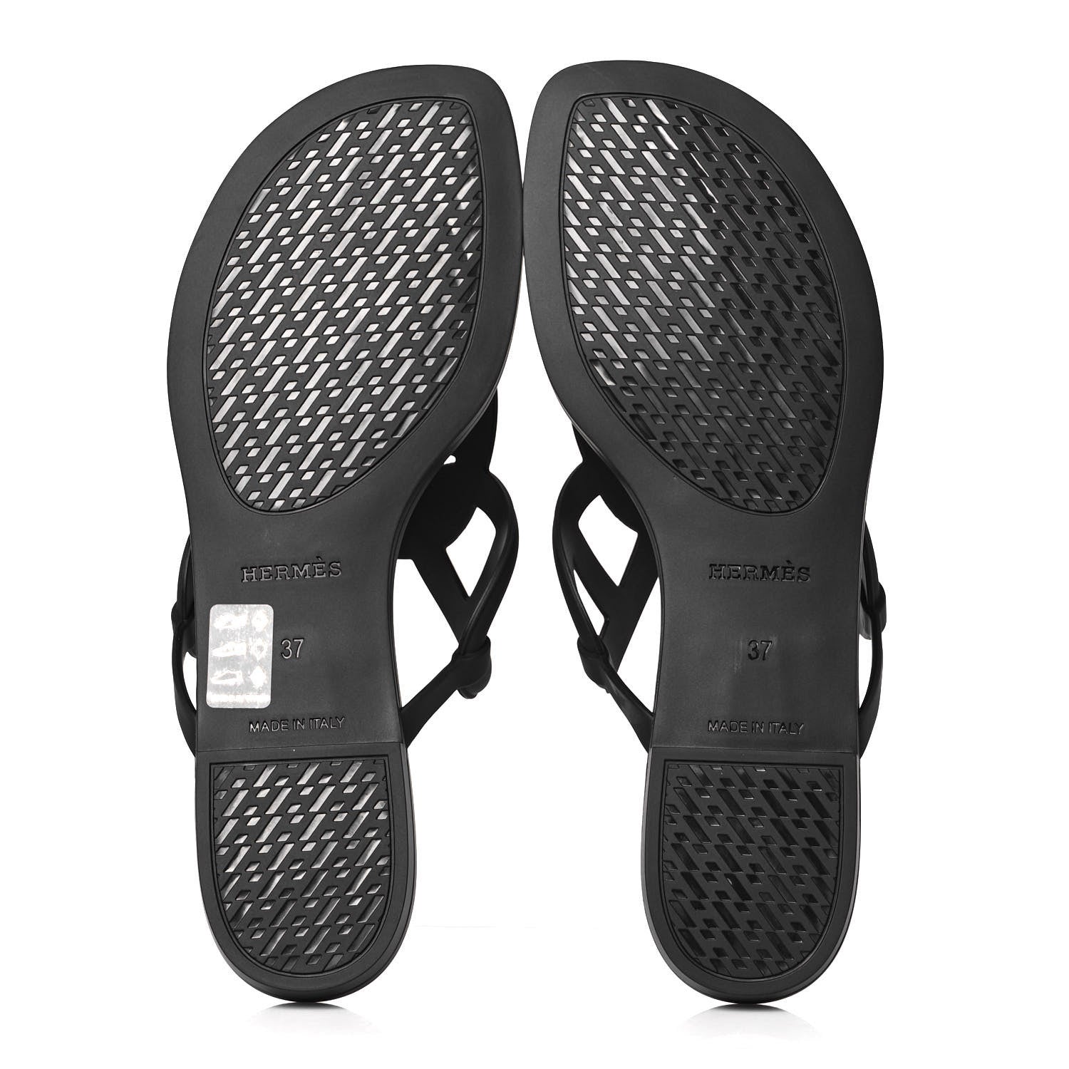 Hermes Rubber Womens Egerie Sandals 37 Black 5 of 9