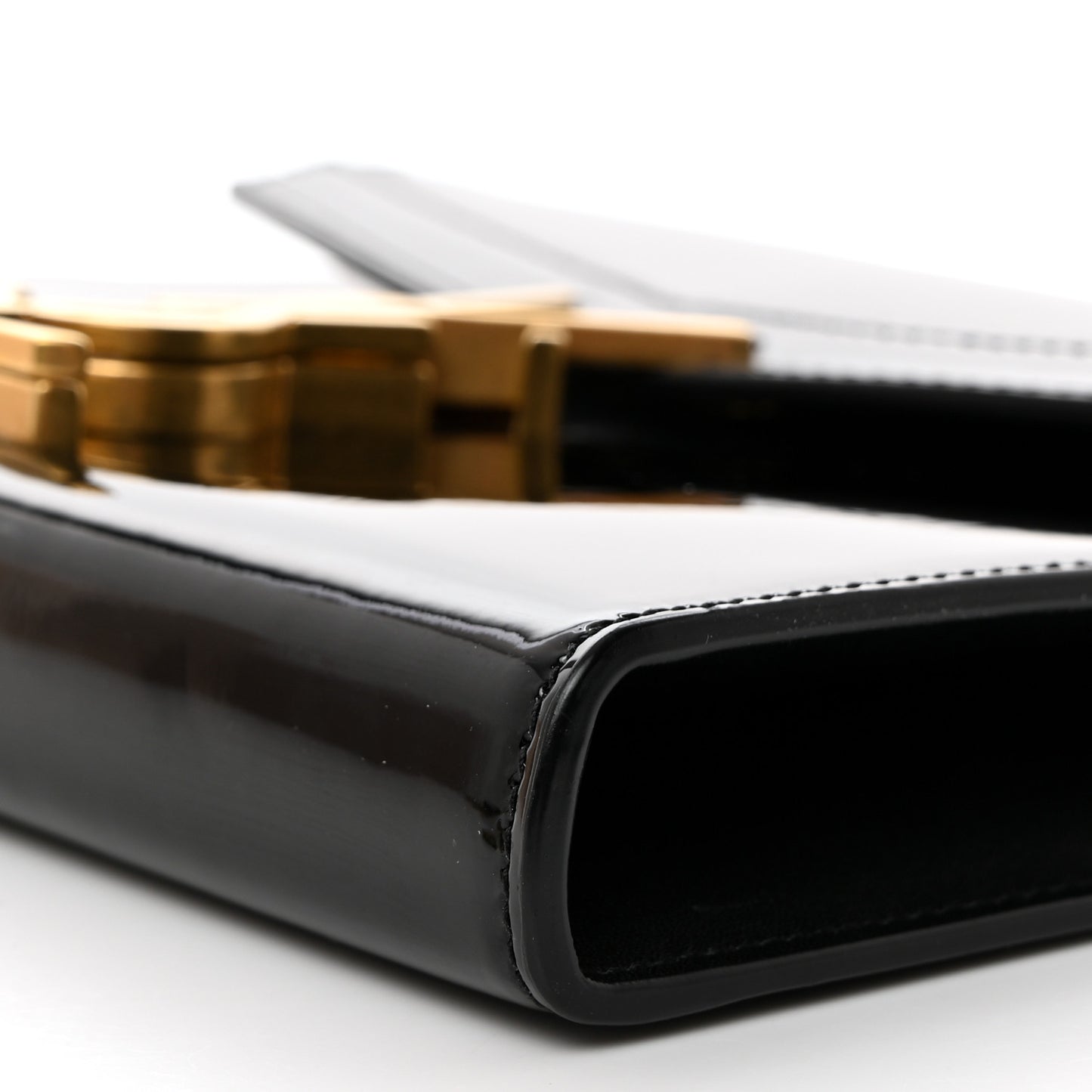 Patent Monogram Cassandra Chain Wallet Black