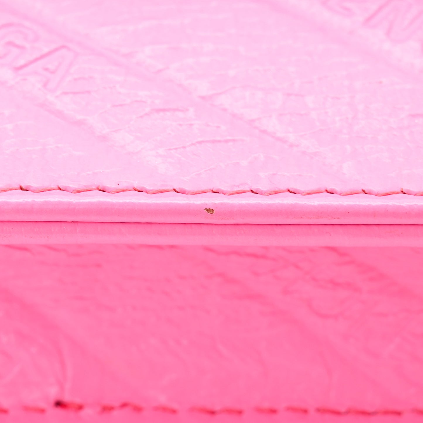 Shiny Goatskin Logo Embossed BB Wallet On Chain Acid Pink