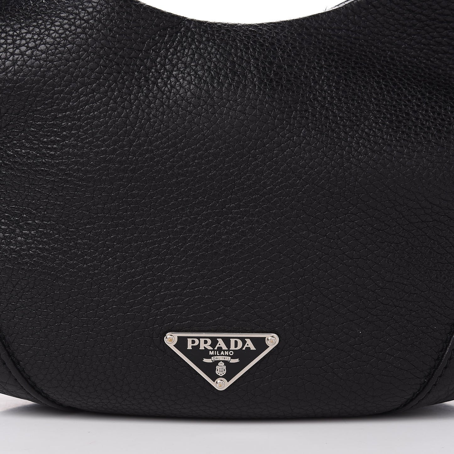 Vitello Daino Metal Bar Top Handle Shoulder Bag Black