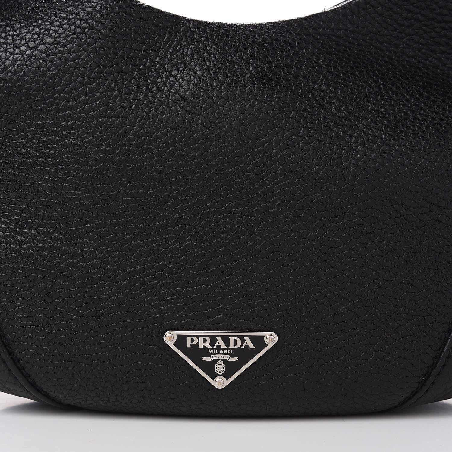 Prada Vitello Daino Metal Bar Top Handle Shoulder Bag Black 10 of 15