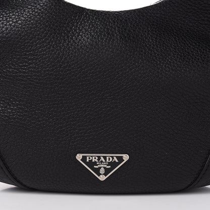 Prada Vitello Daino Metal Bar Top Handle Shoulder Bag Black 10 of 15