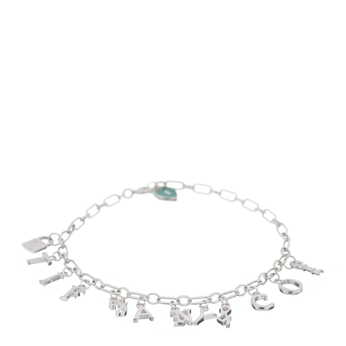 Sterling Silver Enamel Love Notes Logo Charm Bracelet Blue