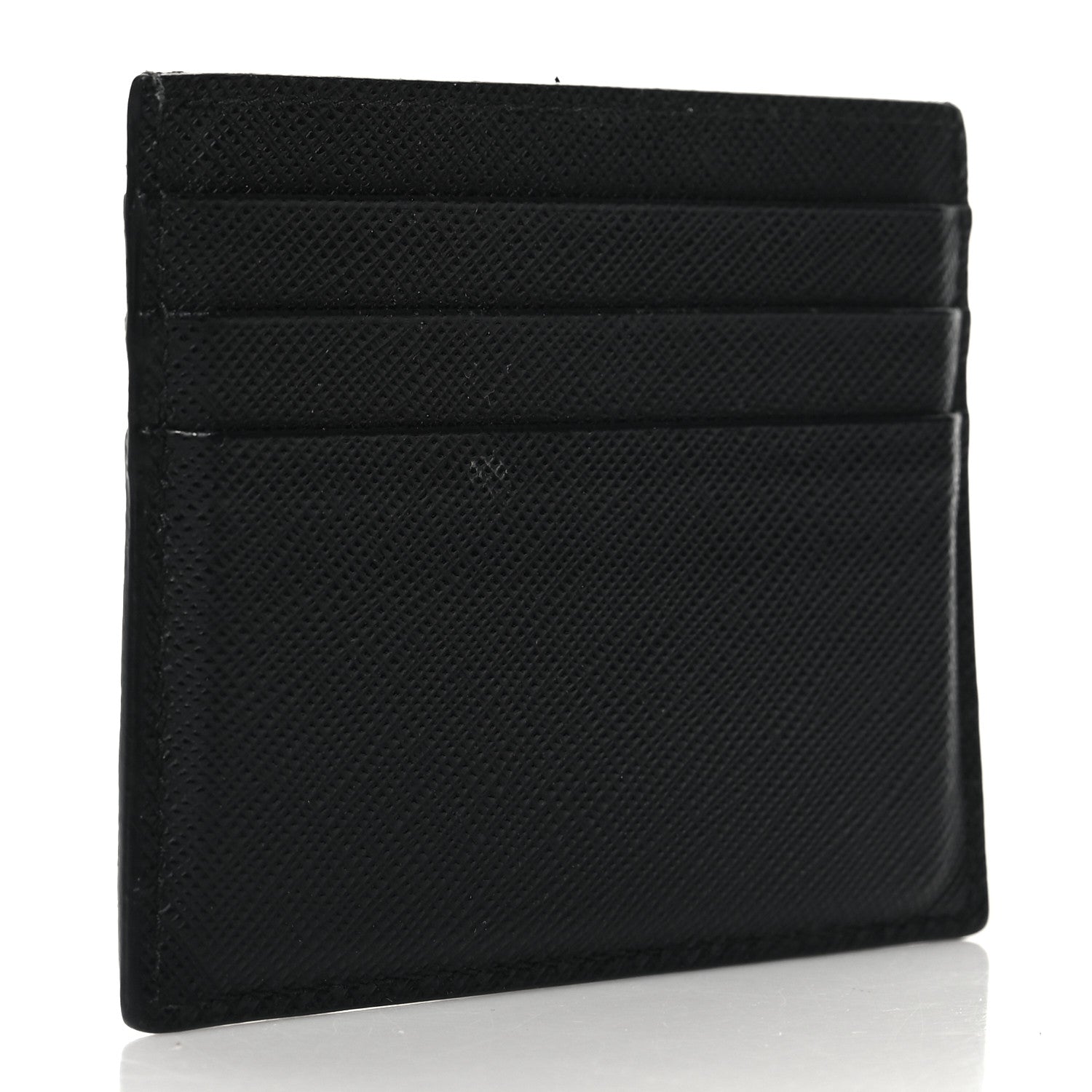 Prada Saffiano Triangle Card Holder Black 3 of 8