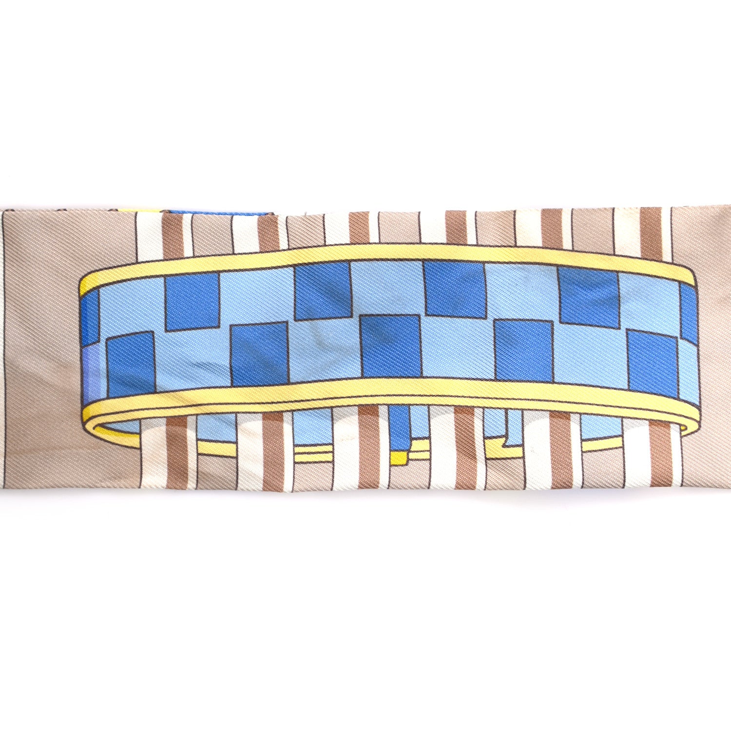 Hermes Silk Colliers De Chiens Remix Twilly Mastic Bleu Jaune 4 of 5