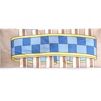 Hermes Silk Colliers De Chiens Remix Twilly Mastic Bleu Jaune 4 of 5
