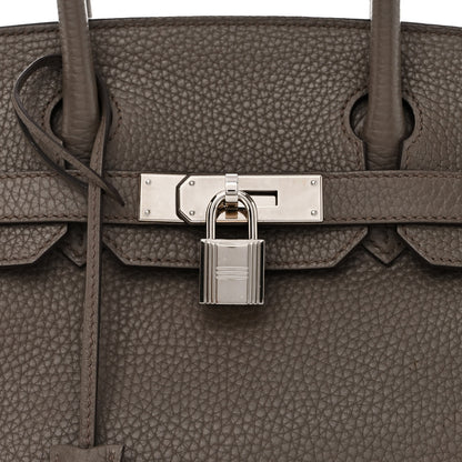 Hermes Taurillon Clemence Birkin 30 Etain 8 of 14