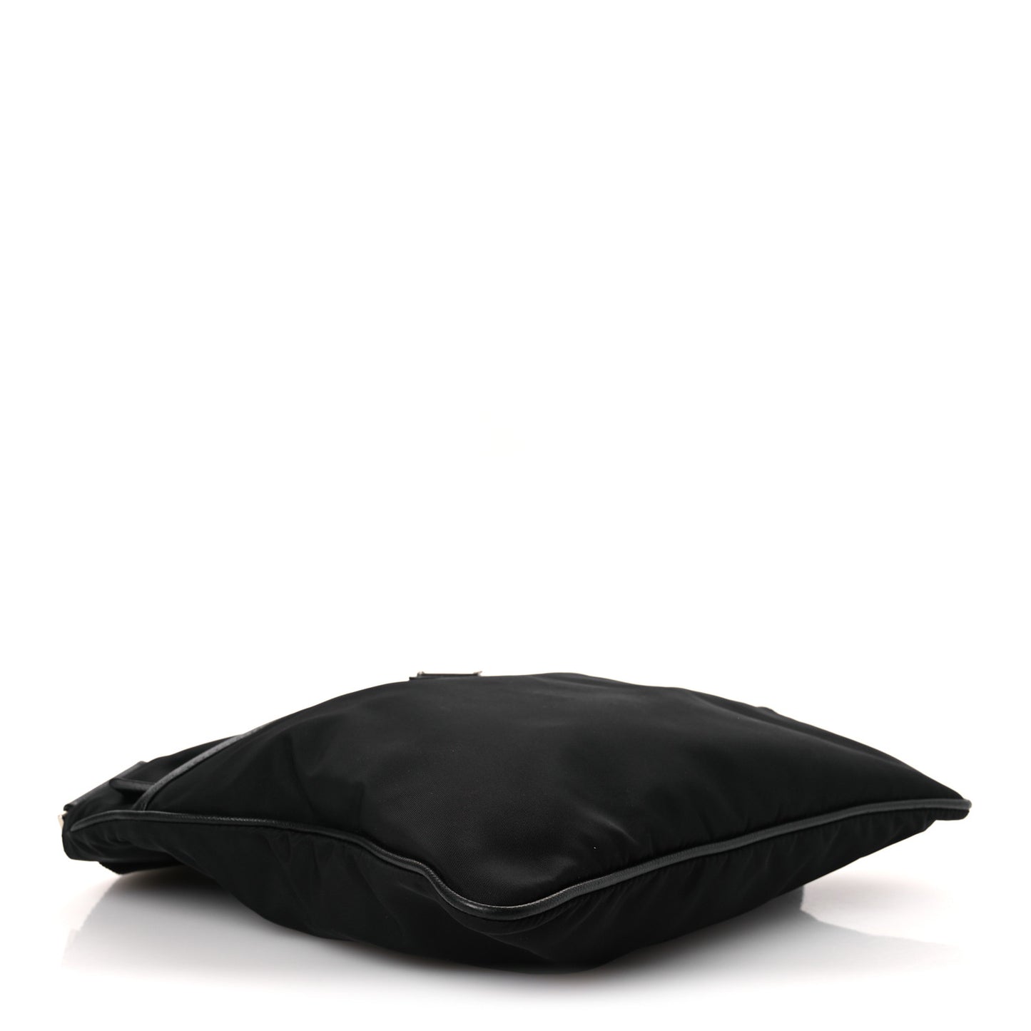 Tessuto Nylon Saffiano Flat Messenger Bag Black