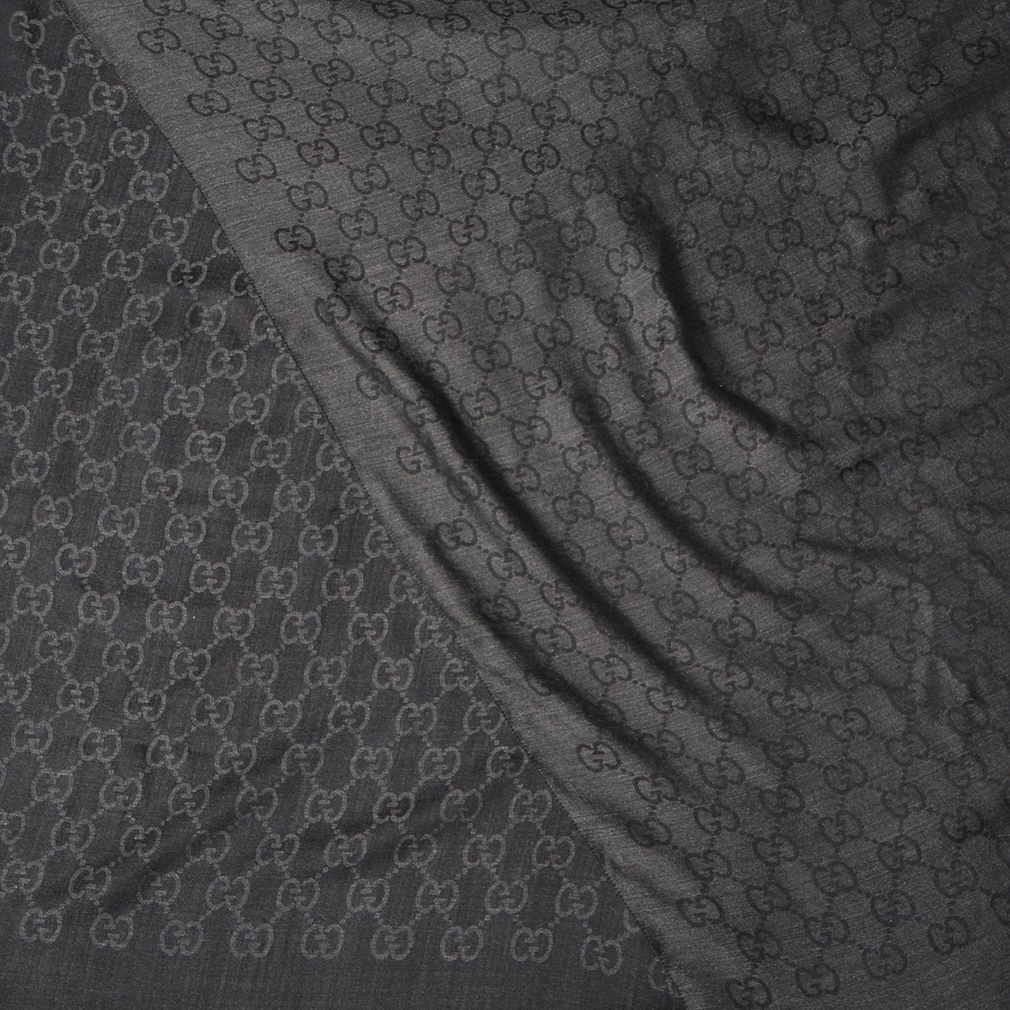 Wool Silk GG Monogram GGNat Plus Scarf Anthracite