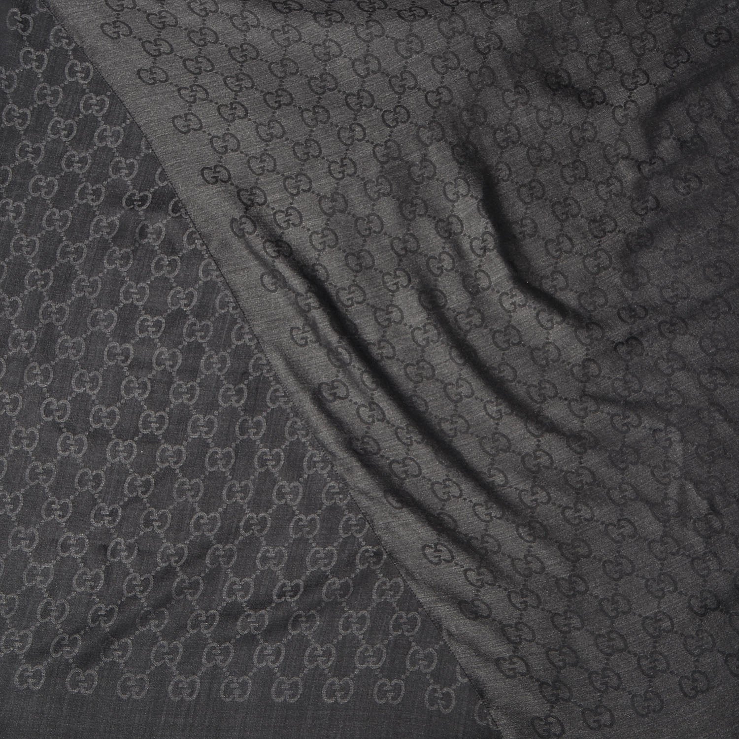 Gucci Wool Silk GG Monogram GGNat Plus Scarf Anthracite 3 of 4